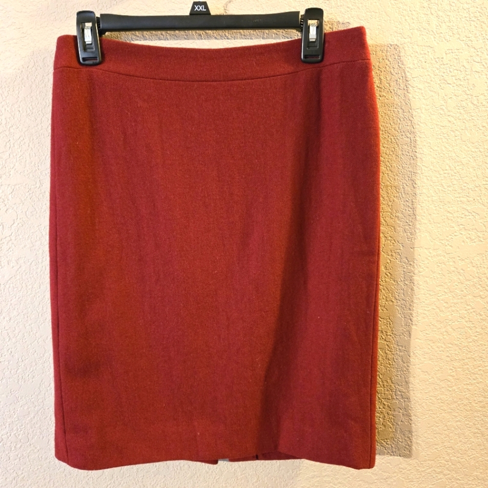 J Crew Womens Red "The Pencil Skirt" Wool Blend Lined Skirt Size 6 Career